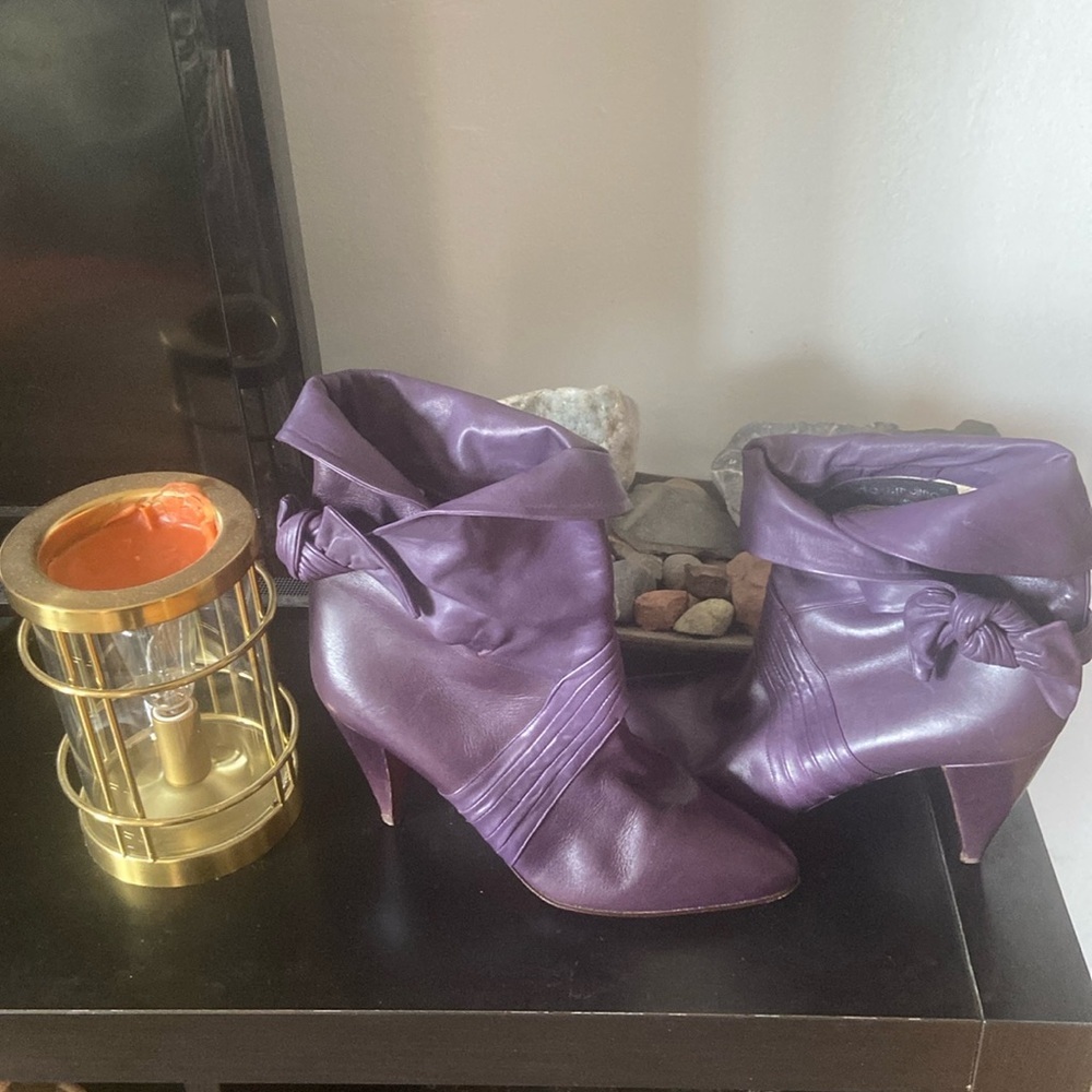 RARE vintage Alberto D. Molina ankle boots, violet purple buttery leather - Picture 2 of 13